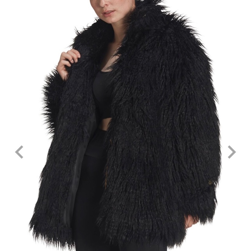 Adidas Originals Women's Faux Fur coat Jacket - Black - Small